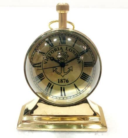 Shiny Brass Finish Desk Top Table Clock