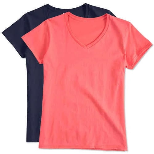 Plain Cotton Ladies V Neck T-Shirts, Occasion : Casual Wear