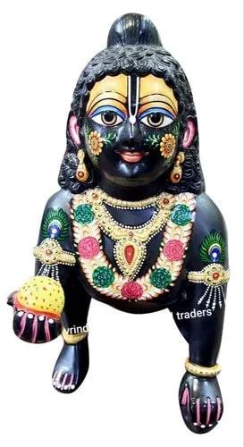 21 Inch Brass Laddu Gopal Statue, For Temple, Office, Home, Pattern : Painted