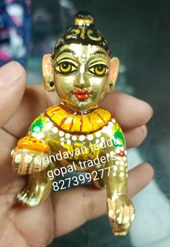 No. 2 Brass Laddu Gopal Statue, For Worship, Temple, Pattern : Carved