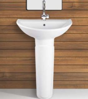 Ceramic Polished Plain Crescento Pedestal Wash Basin, Size : 580x435x845 Mm