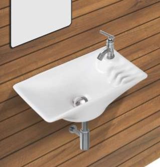 Rectangular Ridge Wall Mounted Wash Basin, For Bathroom, Size/Dimension : 400x220x110 Mm