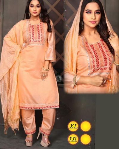 Chiffon Printed Regular Collar Ladies Designer Suits, Size : XL, XXL