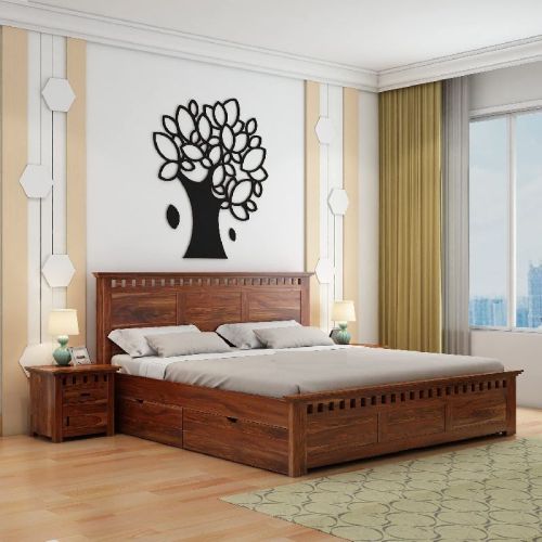 Polished Wooden Double Bed, Size : Queen Size