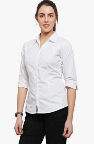 Organic Cleanse Cotton Women White Formal Shirt, Size : S-4XL