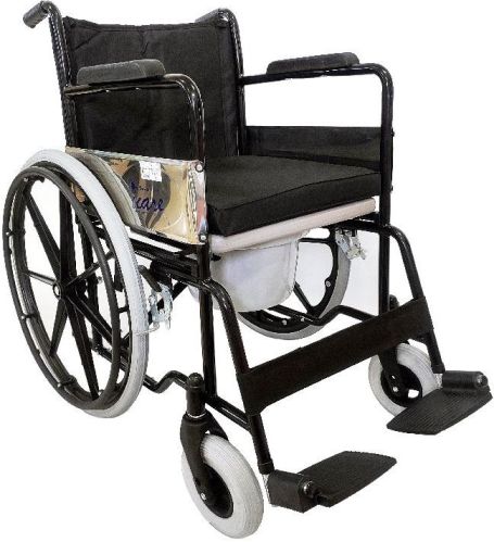 Aluminum Manual Polished Commode Wheelchair, For Handicaped Use, Hospital Use, Style : Common