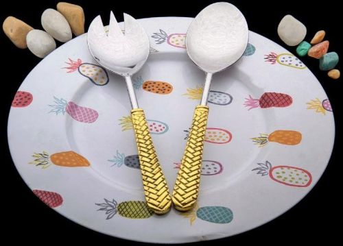 Stainless Steel Brass Gold Pattern Serving Set, For Hotel, Restaurant, Catering Home, Feature : Decorative