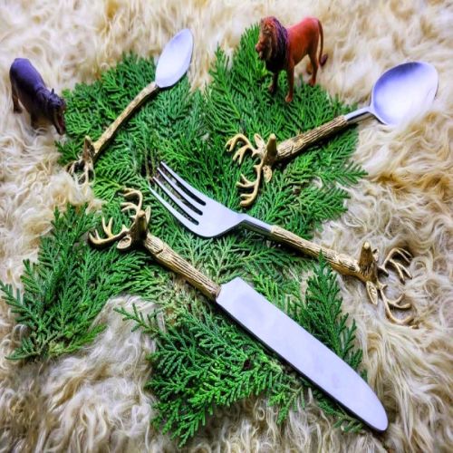 Brass Deer Cutlery Set, For Catering Home, Feature : Fine Finish, Good Quality, Rust Proof