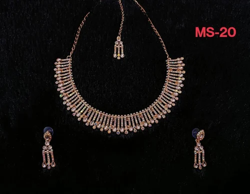 Brass Artificial Necklace Set, Color : Rosegold