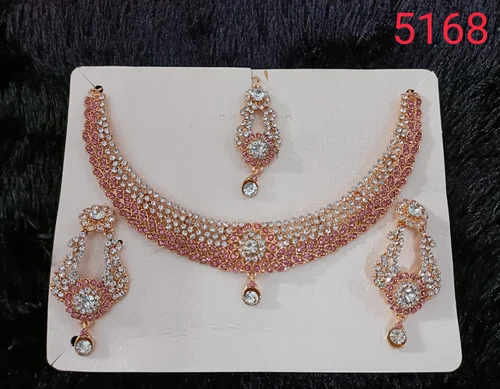 Polished Brass Fashion Necklace Set, Technics : Machine Made