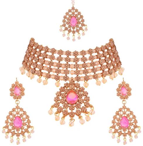 Brass Moti Light Pink Jewellery, Specialities : Unique Designs, Shiny Look, Good Quality, Fine Finishing