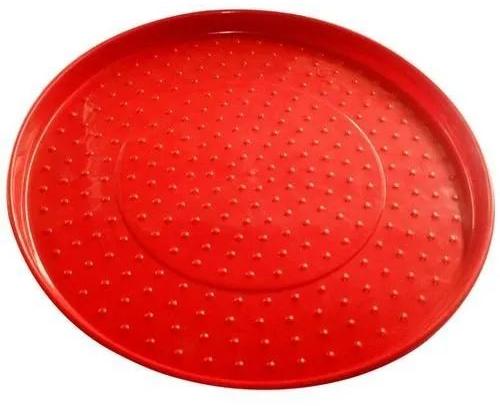 Round HDPE Polished Chicken Feeder Tray, Color : Red