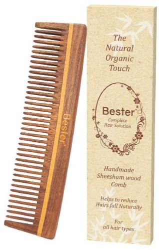 Bester Handmade Sheesham Wood Comb To Smoothen Hair (13 FC)