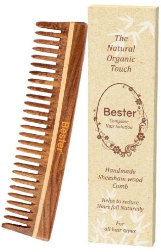 Bester Handmade Sheesham Wood Comb To Smoothen Hair (14 FC)