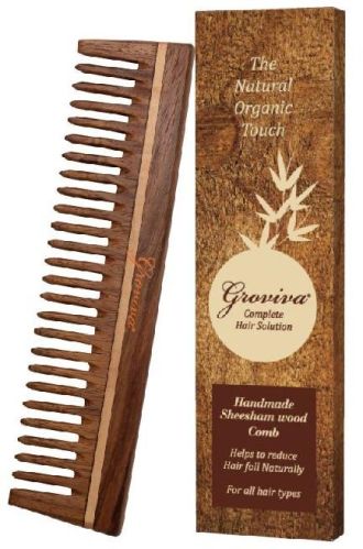 Groviva Handmade Sheesham Wood Comb To Smoothens Hair (14 FC)