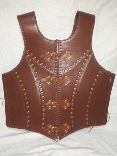 Natural Leather Chest Armour, Color : Red