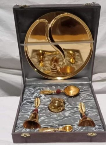 Polished Brass Pooja Thali Set, Feature : Attractive Pattern, Fine Finished, Rust Proof