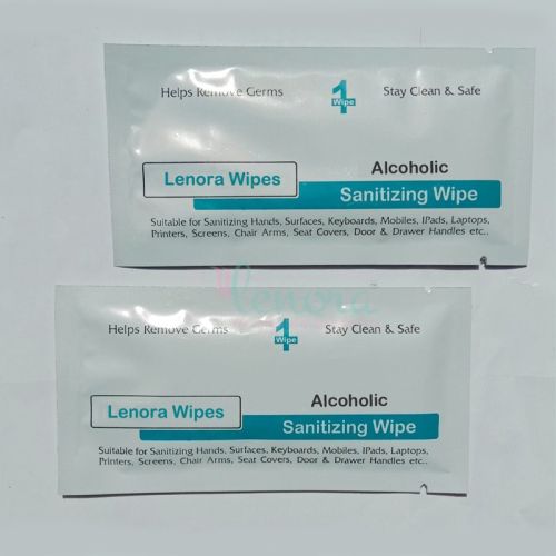Lenora Non-woven Fabric Alcohol Antibacterial Wipes, Color : White