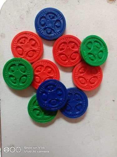 Polished Multicolored Plastic Tokens, Size : 24 Mm