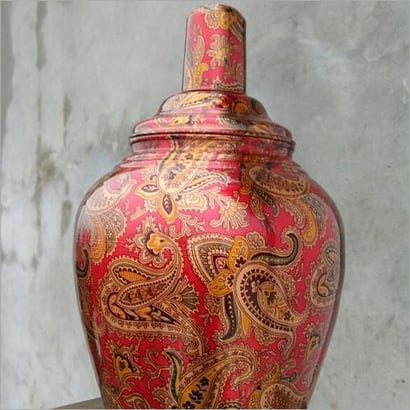 Printed Copper Urn With Glass, Feature : Crack Proof, Durable, Finely Polished, Premium Quality