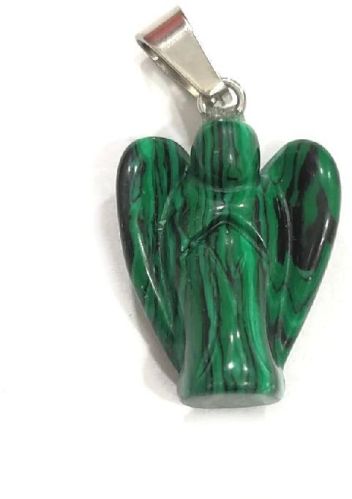Malachite Angel Lucky Angel Pendant Natural Crystal Stone Handcrafted Size 1 Inch Approx.