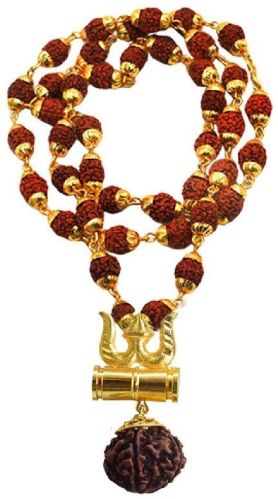 Shiv Shakti Kavach 5 Mukhi Rudraksha Trishul Damru Pendant