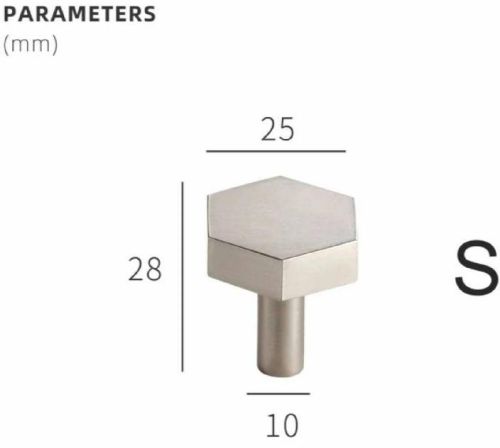 Stainless Steel Hexagon Cabinet Knobs, Color : Silver