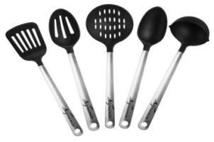 Black Steel Kitchen Serving Tool Set, Size : Multisize