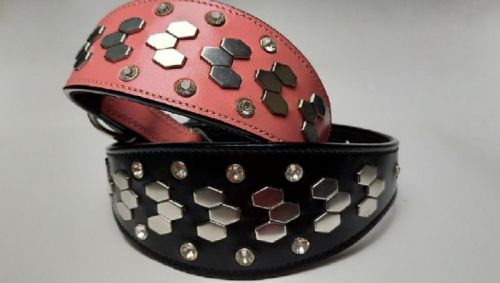 NY 0114 Stainless Steel Leather Dog Collar, For Animals Use, Width : 3inch, 2inch, 1inch