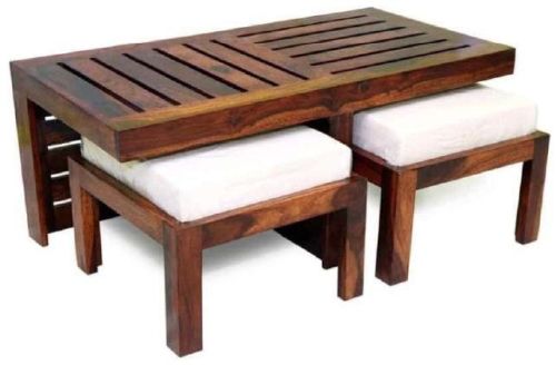 Rectangular Polished Wood DI-0021 Coffee Table, For Hotel, Home, Size : 48x24x28 Inch
