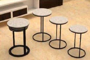 Polished Plain DI-0707 Nesting Table Set, Shape : Round