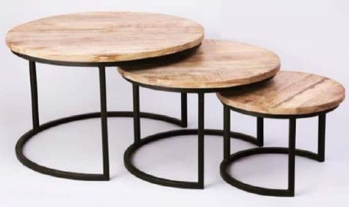 Polished Plain DI-0712 Nesting Table Set, Shape : Round