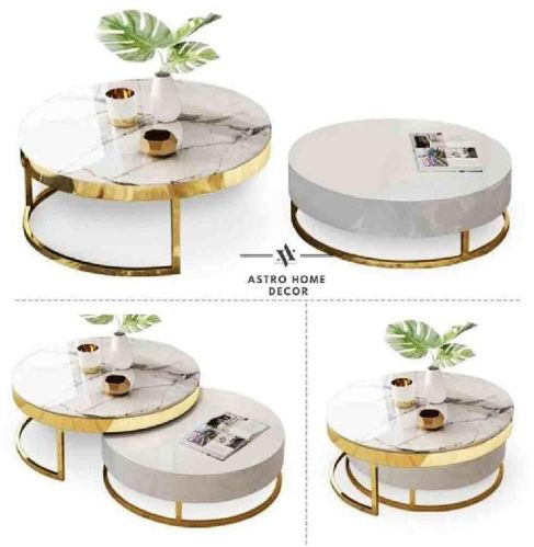 Astro Home Stainless Steel White Set Of 2 Metal Nesting Table