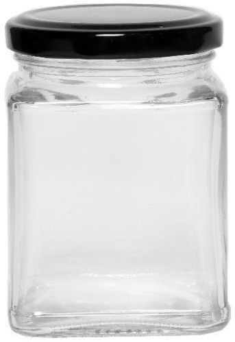 SQUARE 250 ML ITC GLASS JAR, For Packing Jam, Pattern : Plain