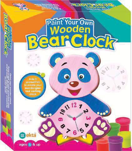 Polished Wooden Bear Clock Toy, For Baby Playing, Feature : Attractive Look, Colorful Pattern, Perfect Shape