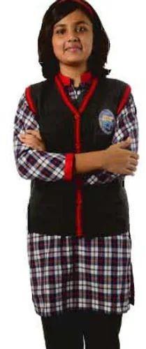 Check Cotton Girls School Uniform, Packaging Type : Packet