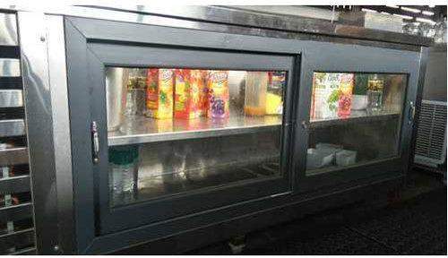 Rectangular Polished Stainless Steel Double Door Glass Freezer, Feature : Excellent Strength, Fine Finishing