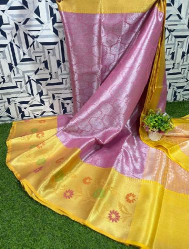 Unstitched Banarasi Kora Cotton Saree, Width : 6 Meter