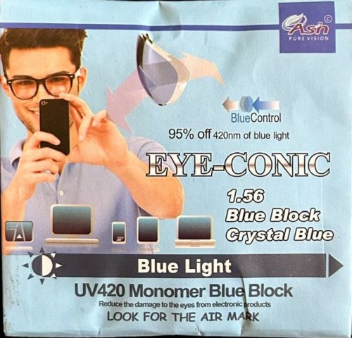 Transparent Blue Block Crystal Coating Lens, For Eye Spectacles, Shape : Round