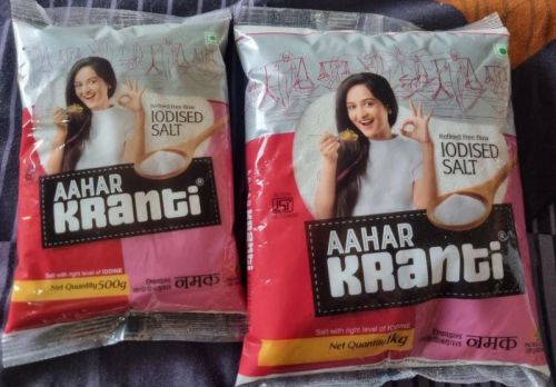 White Aahar Kranti Iodised Salt, For Cooking, Packaging Type : Plastic Packet