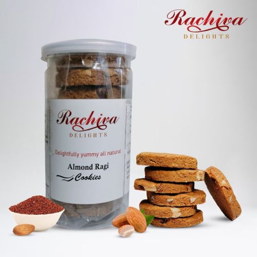 Light Brown Round Crunchy Ragi Almond Cookies, For Eating, Certification : FSSAI Certified