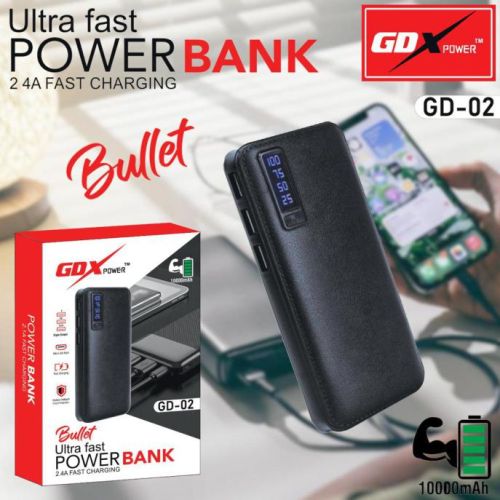 Black Electric Rectangular GD-02 1000 mAh Bullet Power Bank, For Charging Phone, Capacity : 10000mah