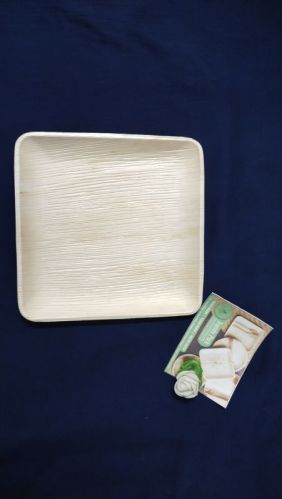 Light Brown Round 10 Inch Square Areca Plate, For Serving Food