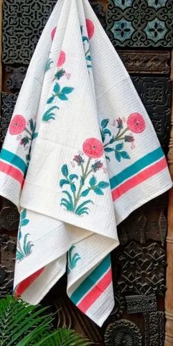 Cotton Floral Printed Waffle Towel, Size : 20 X 30 Cm