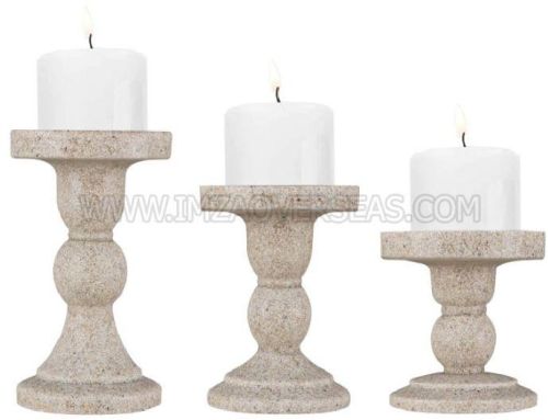 Imza Overseas Polished Marble Candle Holder, Technique : Handmade