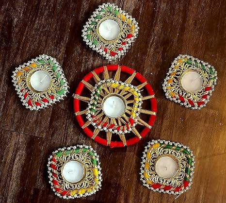 Handcrafted Tealight Candle Holder | Reusable Rangoli For Floor | Tealight Candle Holder | Home Deco