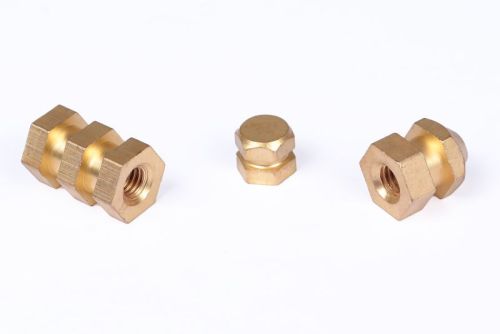 Golden Round Polished Brass Threaded Hex Inserts, For Industrial, Size : Standard