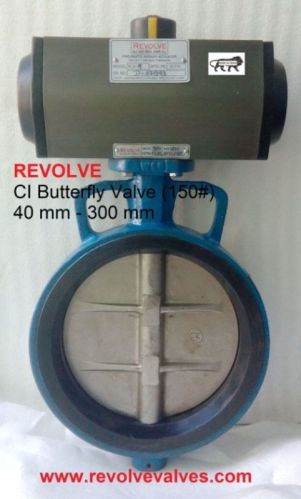 Blue Pneumatic Actuator Operated Butterfly Valve