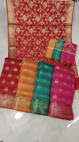 Silk Banarasi Printed Suit Material, Gender : Female