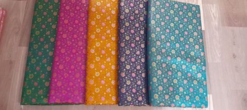 Multicolor Plain Zari Brocade Fabric, For Textile Industy, Technics : Machine Made
